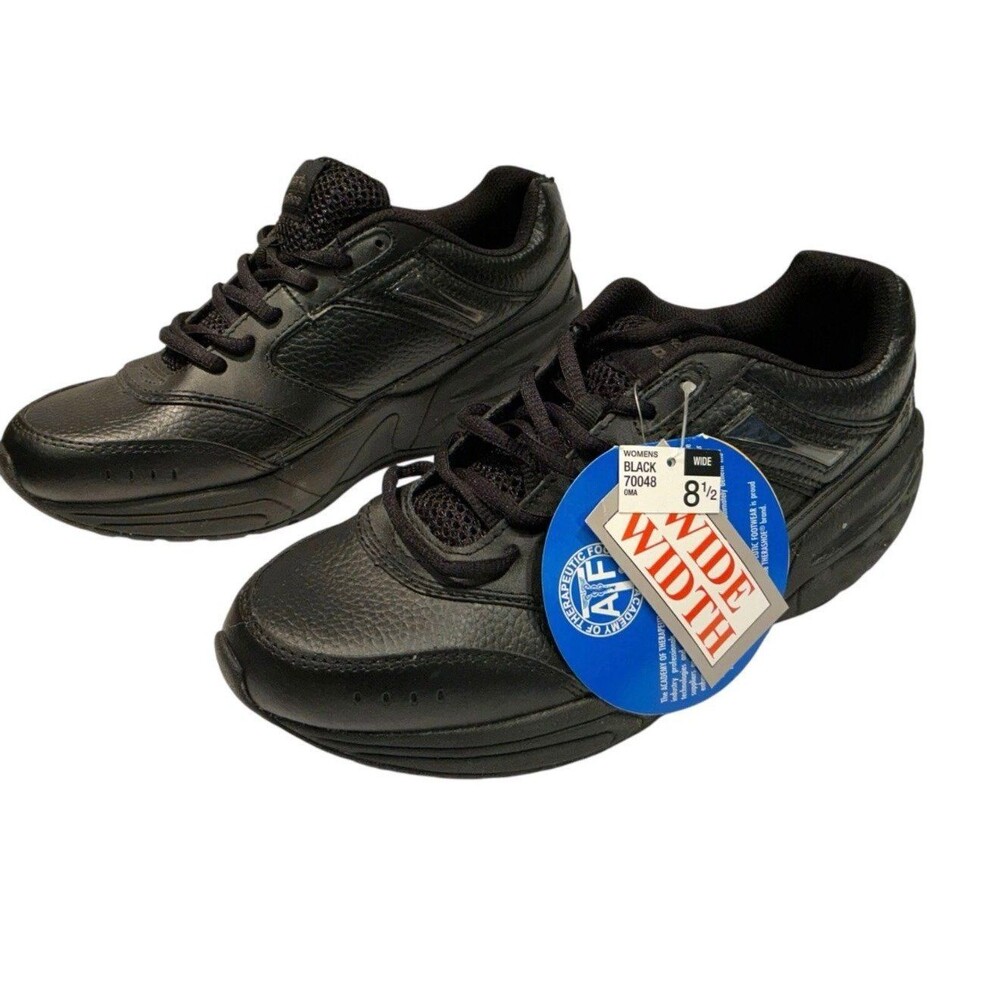 Therashoe Olea Womens 8.5W Wide Black Leather Toning TS Sport Shoe Sneaker